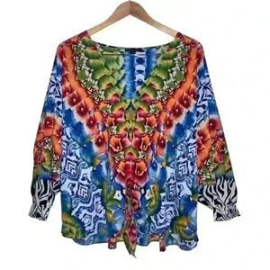 Alberto Makali Kimono Tropical Floral Top Tie Front